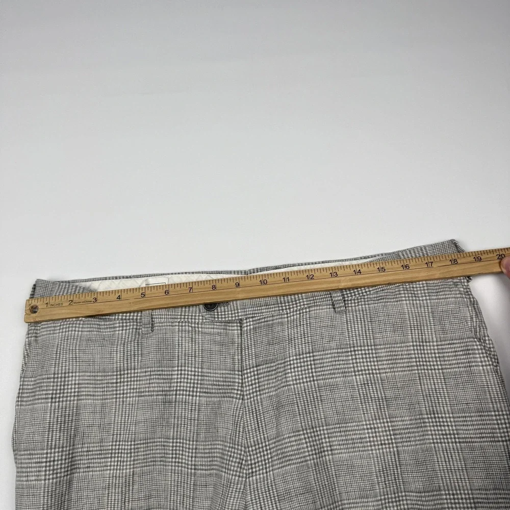 Suitsupply Dress Pants Mens 36x28 Gray Linen Plaid Brescia Int Summer Office